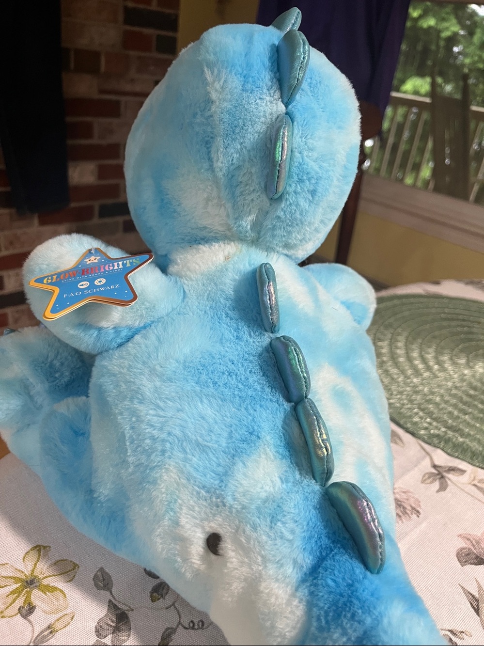 FAO SCHWARZ Glow-Brights Blue Plush Dinosaur Plush Baby Decor Toy NWT - Picture 6 of 7